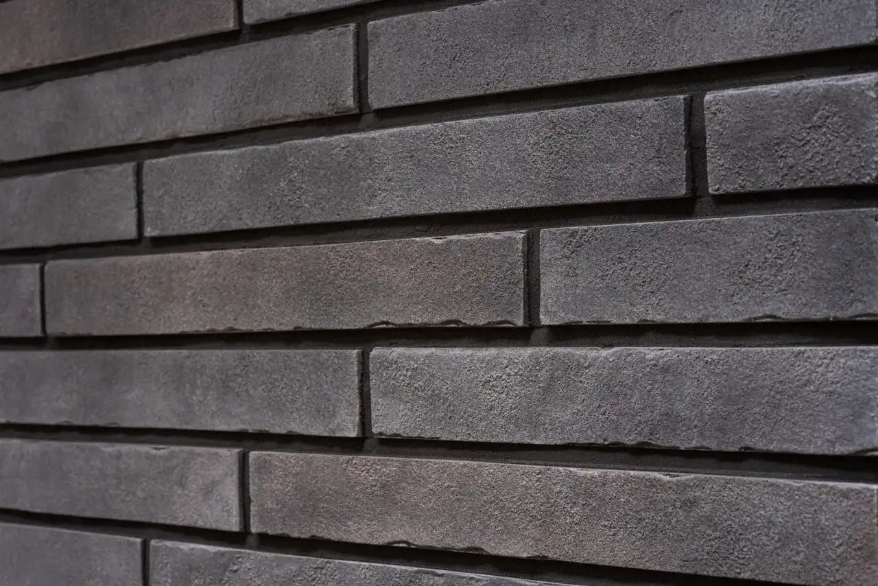 Фасадна плитка Loft Brick Luna 490 XL Long чорно-сірий ригель, фото 2