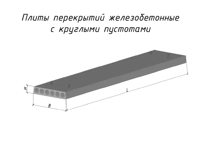 Плита перекриття Ковальська ПБ 15.10,3.22-8К7в(220/А1К)П — схема плити перекриття: переріз, довжина