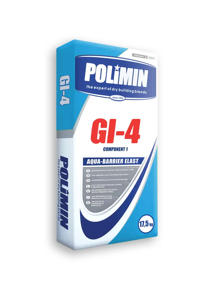 Гідроізолююча суміш еластична Polimin GI-4 Aqua Barrier Elast, комплект (17,5кг + 5л)