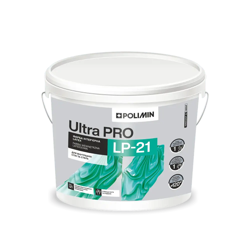 Фарба Інтер’єрна для стін та стель Polimin Latex LP-21 Ultra Pro База A (14 кг)