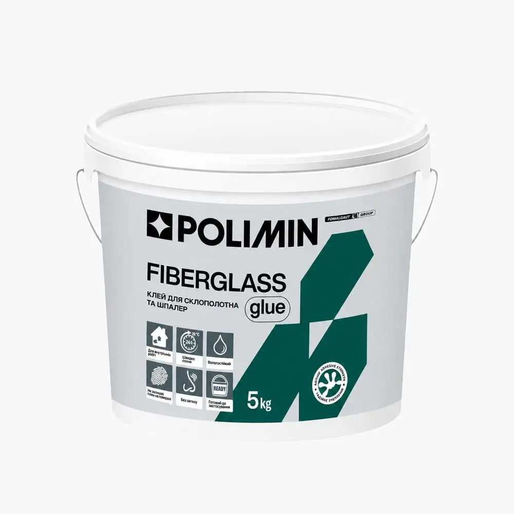 Клей Polimin Fiberglass Glue для склополотна та шпалер (5 кг)