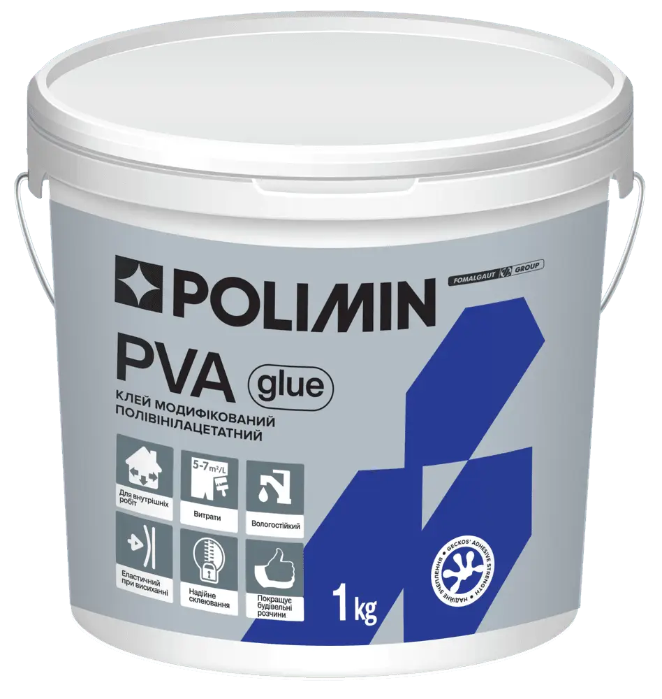 Клей Полімін ПВА для будівельних розчинів та побутових потреб «PVA Glue» (1 кг)