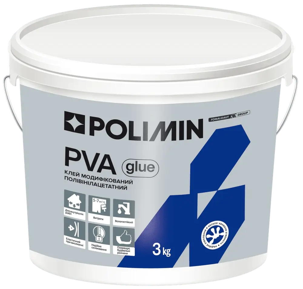 Клей Полімін ПВА для будівельних розчинів та побутових потреб «PVA Glue» (3 кг)