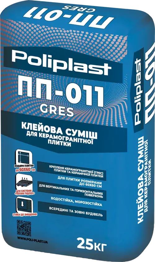 Клейова суміш для плитки Поліпласт ПП-011 GRES (25 кг)