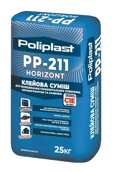 Клейова суміш для плитки Поліпласт PP-211 HORIZONT (25 кг)
