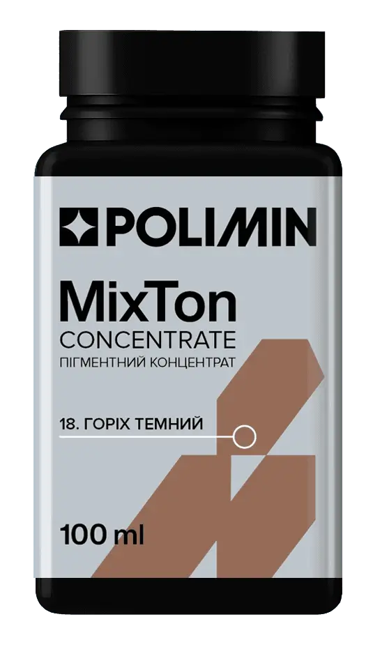 Колоранти для тонування фарб, пігмент Polimin MixTon concentrrate / №18 (горіх темний), 100 мл