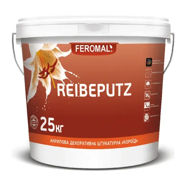 Штукатурка декоративна акрилова «Короїд» FEROMAL 55 Reibeputz, зерно 2,0 мм, База С (25 кг)