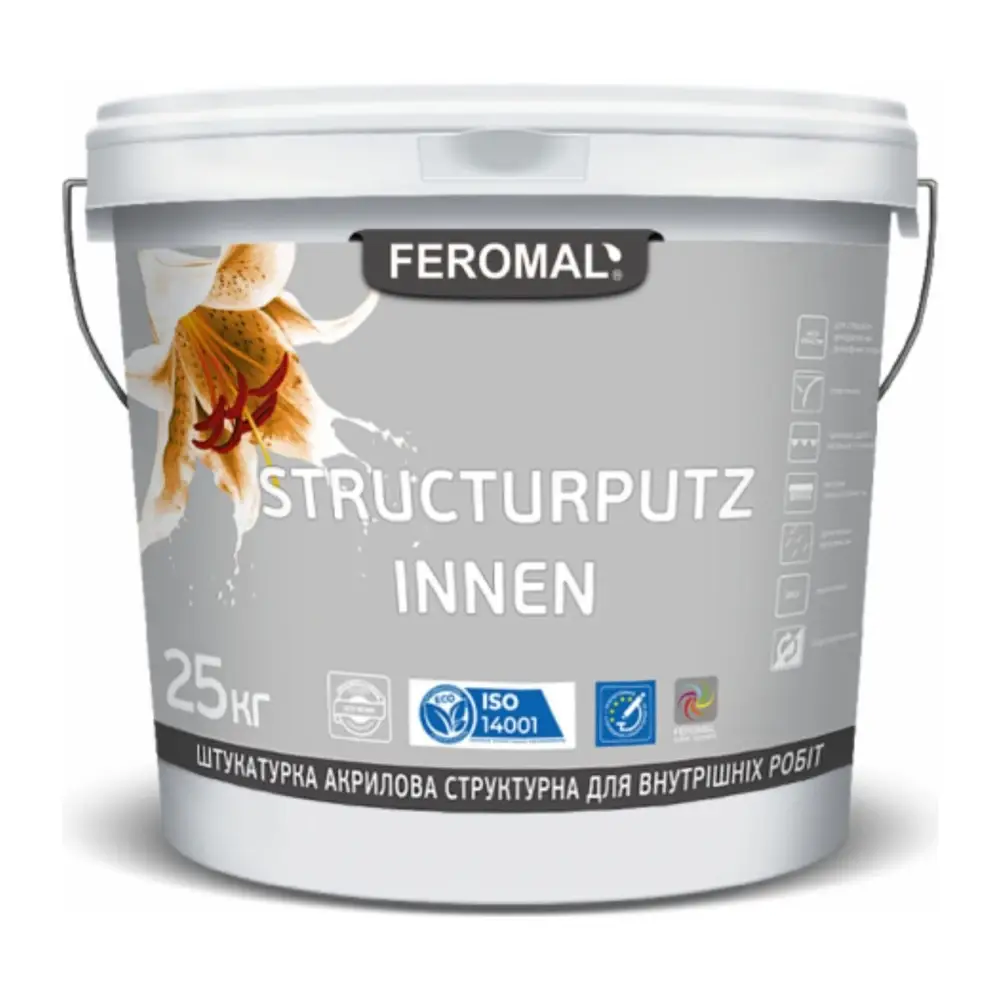 Штукатурка декоративна акрилова структурна FEROMAL 48 Structurputz Innen для внутрішніх робіт (25 кг)