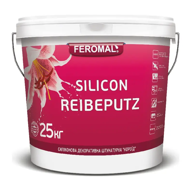 Штукатурка декоративна силіконова «Короїд» FEROMAL 60 Silicon Reibeputz, зерно 1,5 мм, База АВ (25 кг)