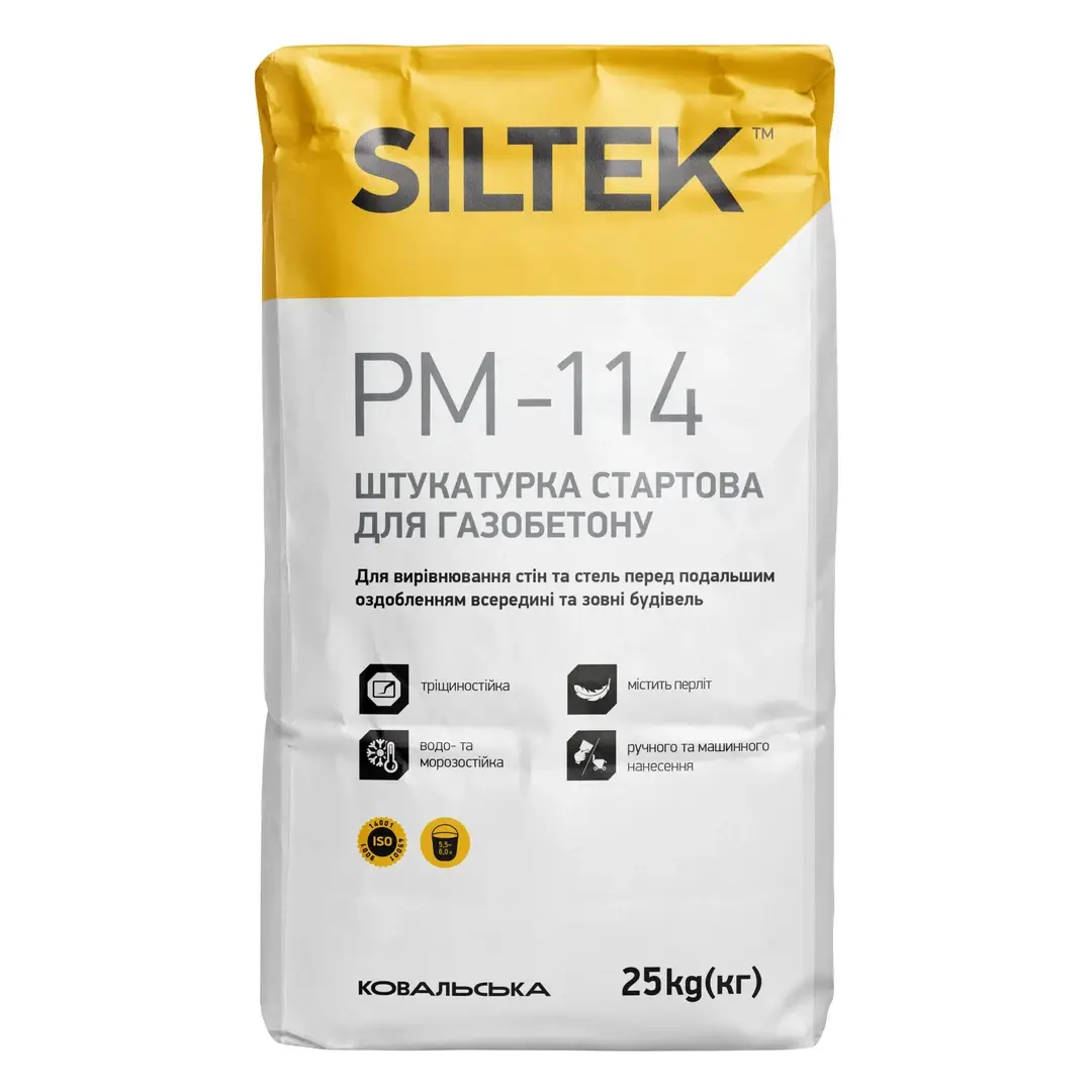 Штукатурка стартова для газобетону Siltek PM-114 (25 кг)
