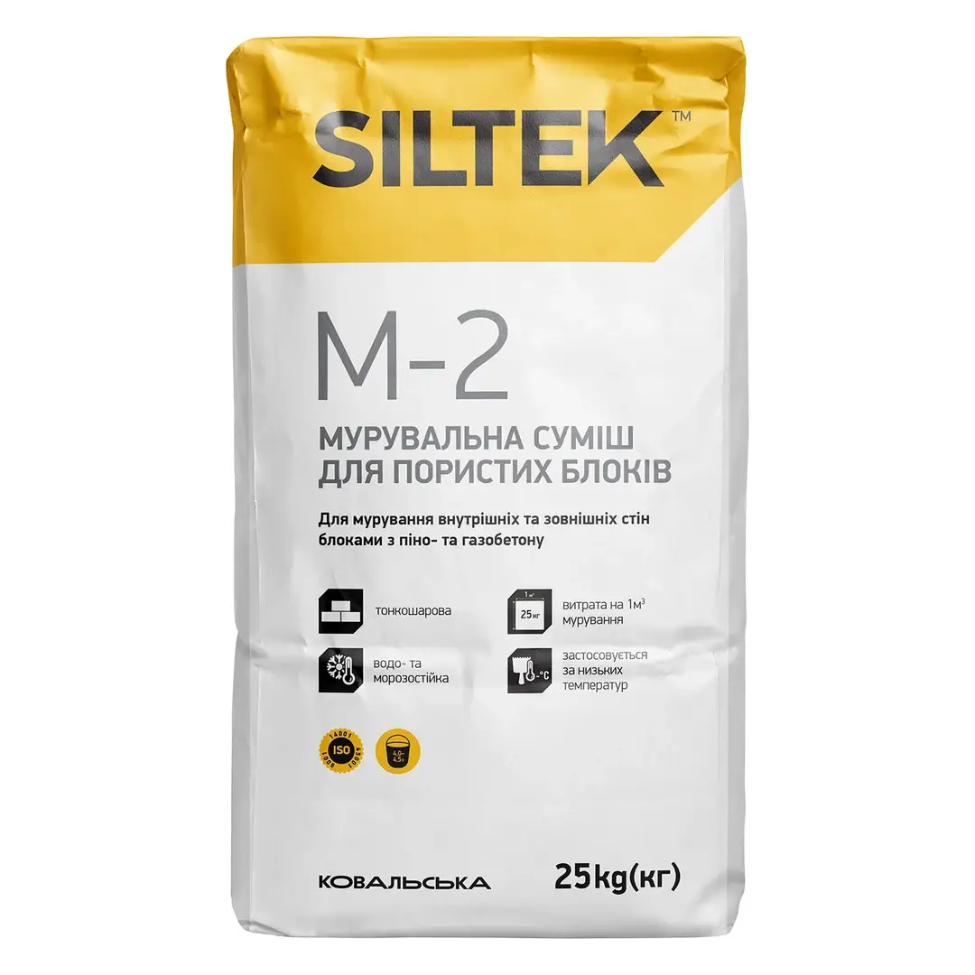 Суміш мурувальна для пористих блоків Siltek M-2 (25 кг, Зима)
