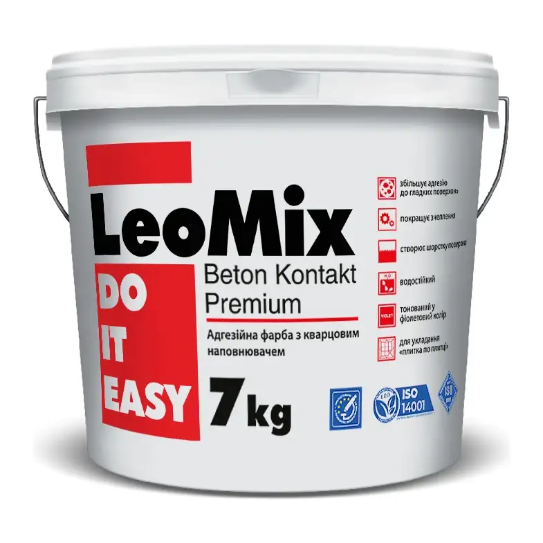 Адгезійна фарба (бетоноконтакт) з кварцовим наповнювачем LeoMix Beton Kontakt Premium (14 кг)