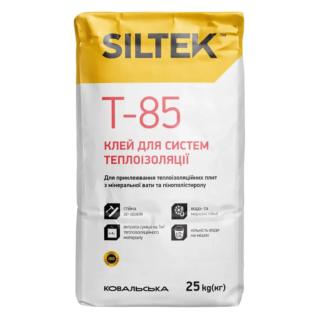 Клей для приклеювання пінополістиролу та мінеральної вати Siltek T-85 (25 кг)