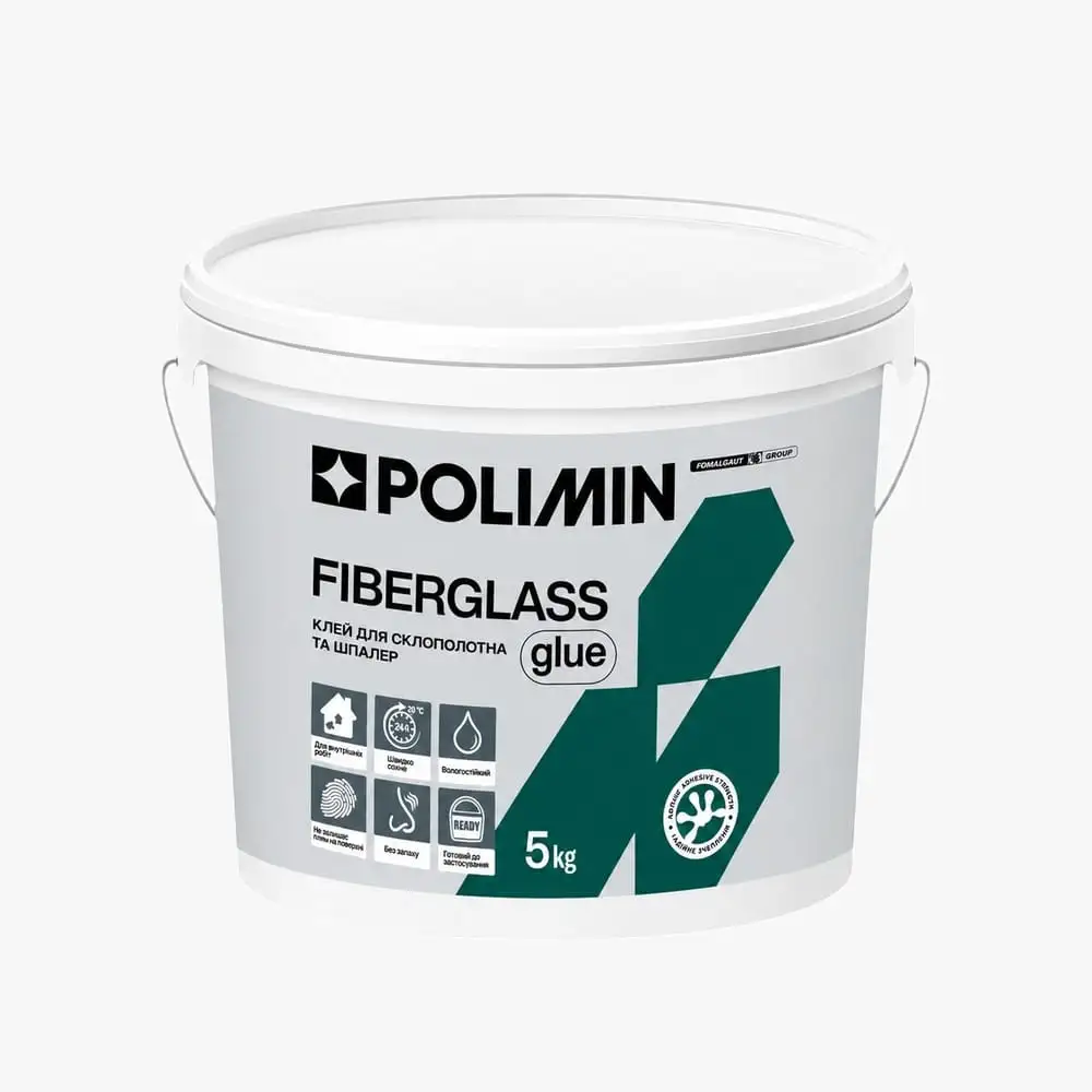 Клей Polimin Fiberglass Glue для склополотна та шпалер (5 кг)