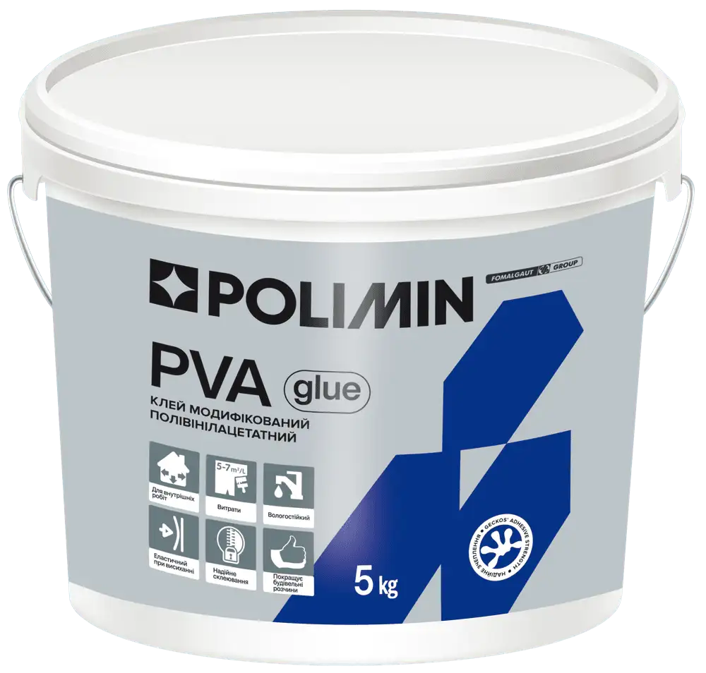 Клей Полімін ПВА для будівельних розчинів та побутових потреб «PVA Glue» (5 кг)