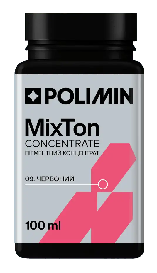 Колоранти для тонування фарб, пігмент Polimin MixTon concentrrate / №9 (червоний), 100 мл