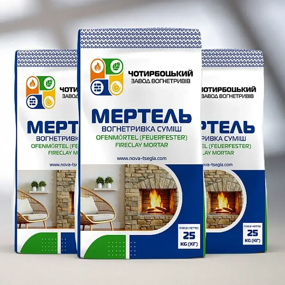 Мертель шамотний вогнетривкий МШ-28 Хмельницька Цегла, мішок 25 кг