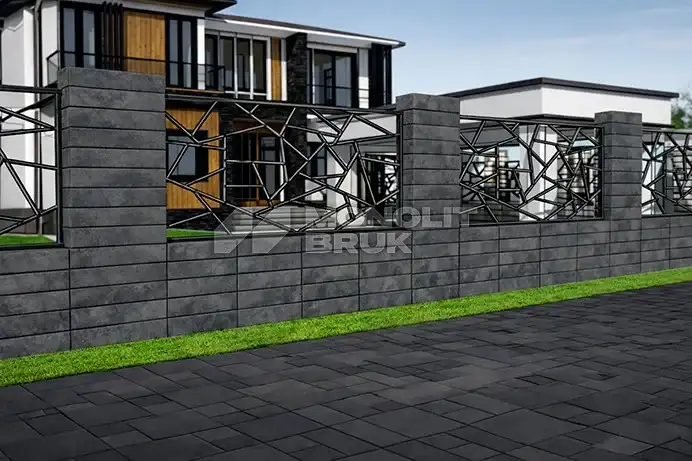 Блок огорожі "Соло Перфект" 600×250 Onyx Black 120 мм