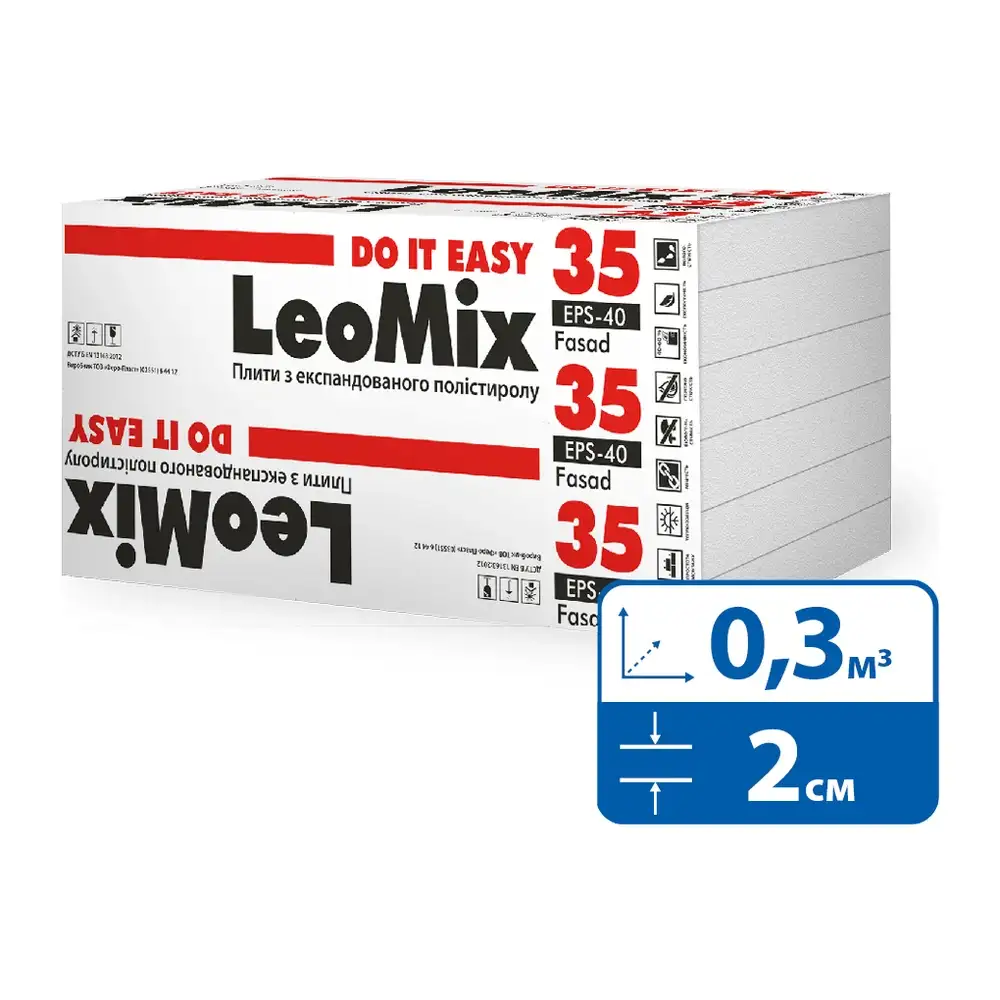 Пінопласт LeoMix 35 FASAD EPS-40 (140 мм)