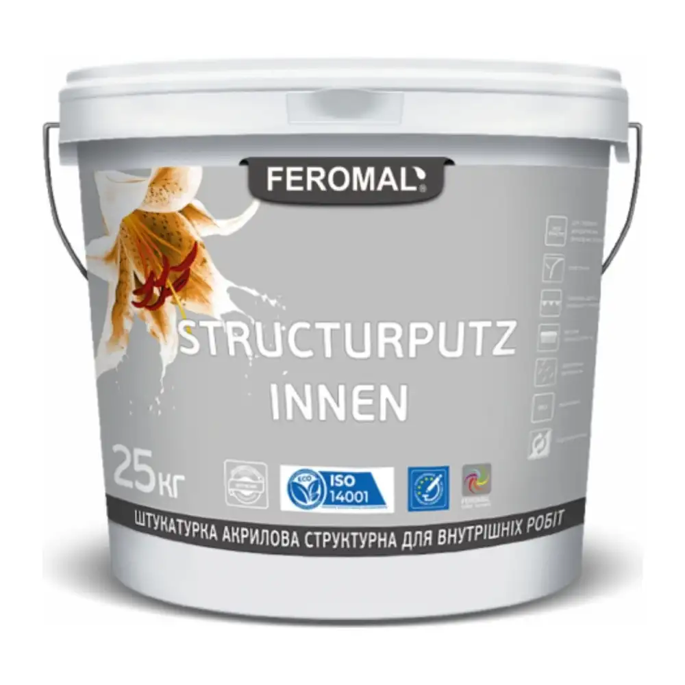 Штукатурка декоративна акрилова структурна FEROMAL 48 Structurputz Innen для внутрішніх робіт (25 кг)