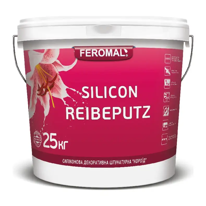 Штукатурка декоративна силіконова «Короїд» FEROMAL 60 Silicon Reibeputz, зерно 1,5 мм, База АВ (25 кг)