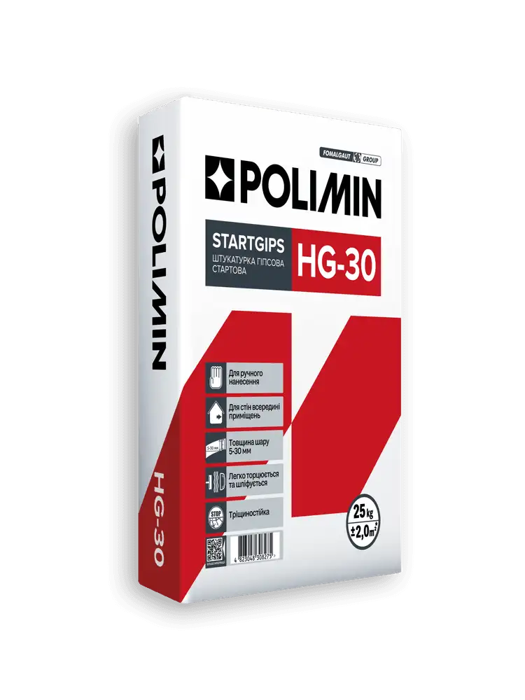 Штукатурка гіпсова старт Polimin HG-30 (25 кг)