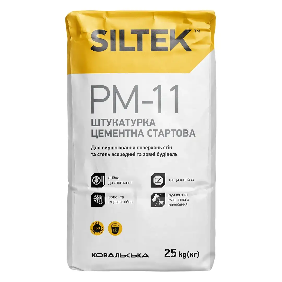 Штукатурка цементна стартова машинна Siltek PM-11 (25 кг)