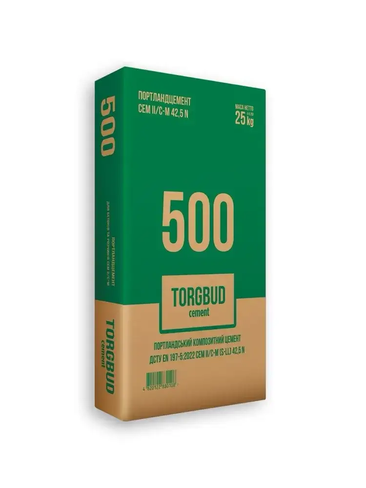 Цемент TORGBUD 500 CEM II/C-M (S-LL) 42,5 N (25 кг)